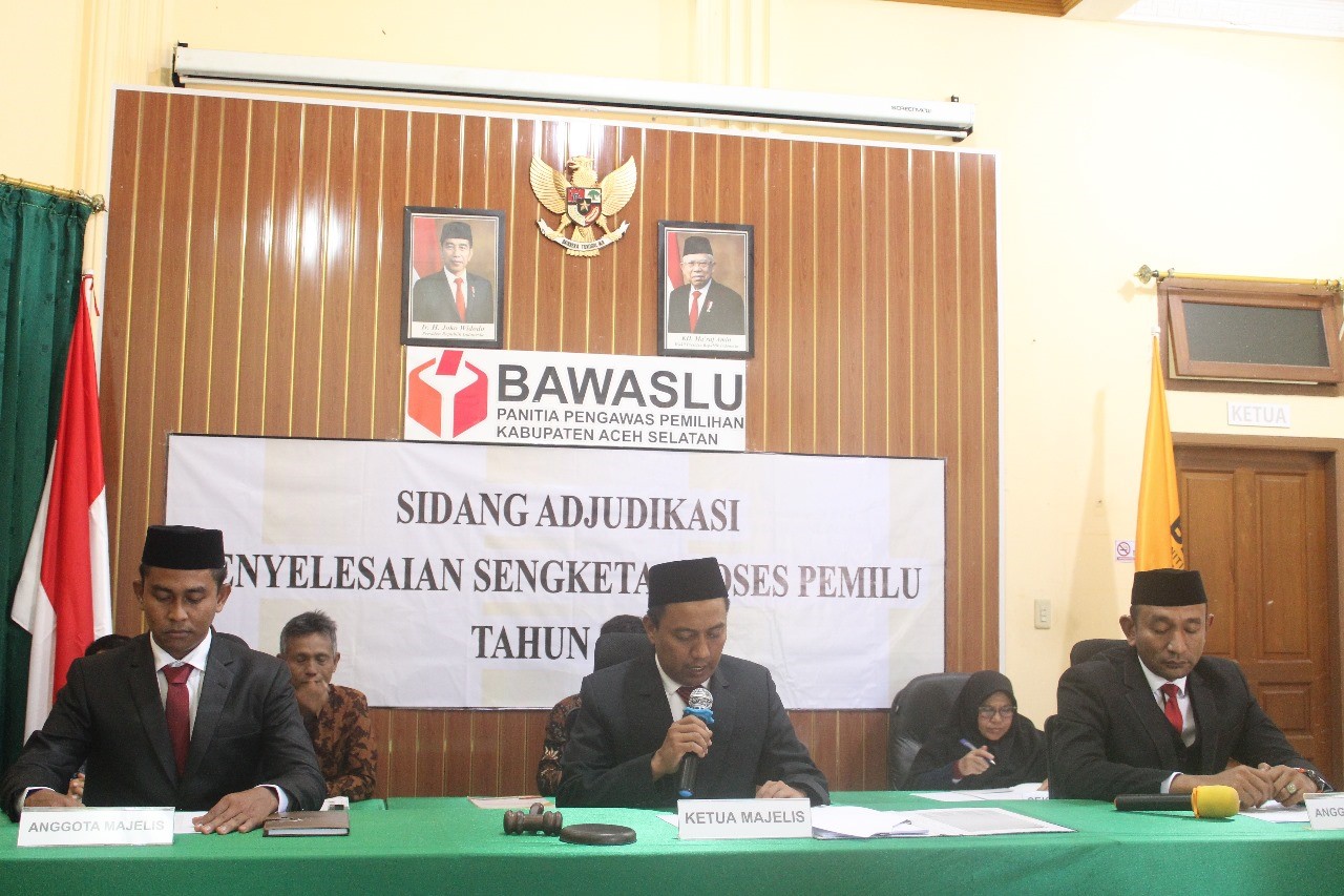 Panwaslih Aceh selatan Gelar Sidang Putusan Penyelesaian Sengketa Proses Pemilu 2024