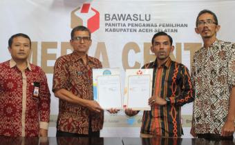Panwaslih Aceh Selatan Tandatangani Perjanjian Kerja Sama dengan Badan Nasional Narkotika (BNN) Kab. Aceh Selatan