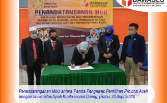 Tandatangani MoU, Unsyiah siap kerja sama dengan Panwaslih Provinsi Aceh